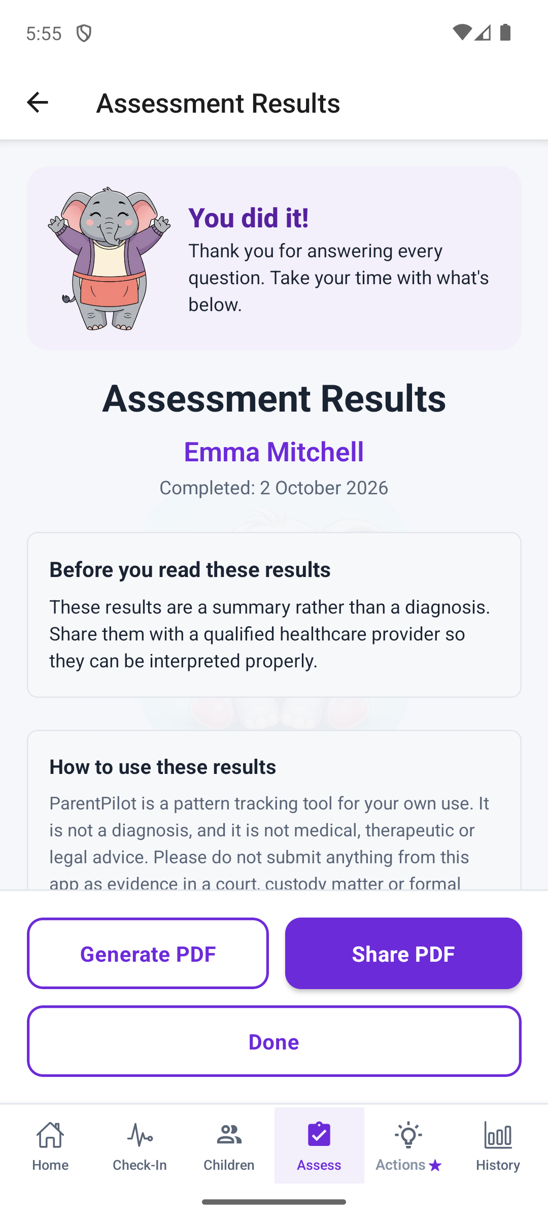 Assessment Results